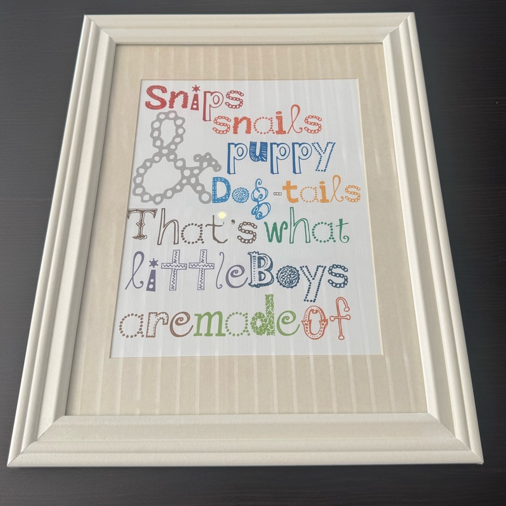 Framed Nursery Wall Art with Colorful Text